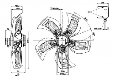 Ventilator axial EBM-Papst A6D800-AD01-01 (800 mm)